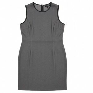 Lauren Ralph Lauren Herringbone Sleeveless Sheath Dress Faux Leather XXL Gray